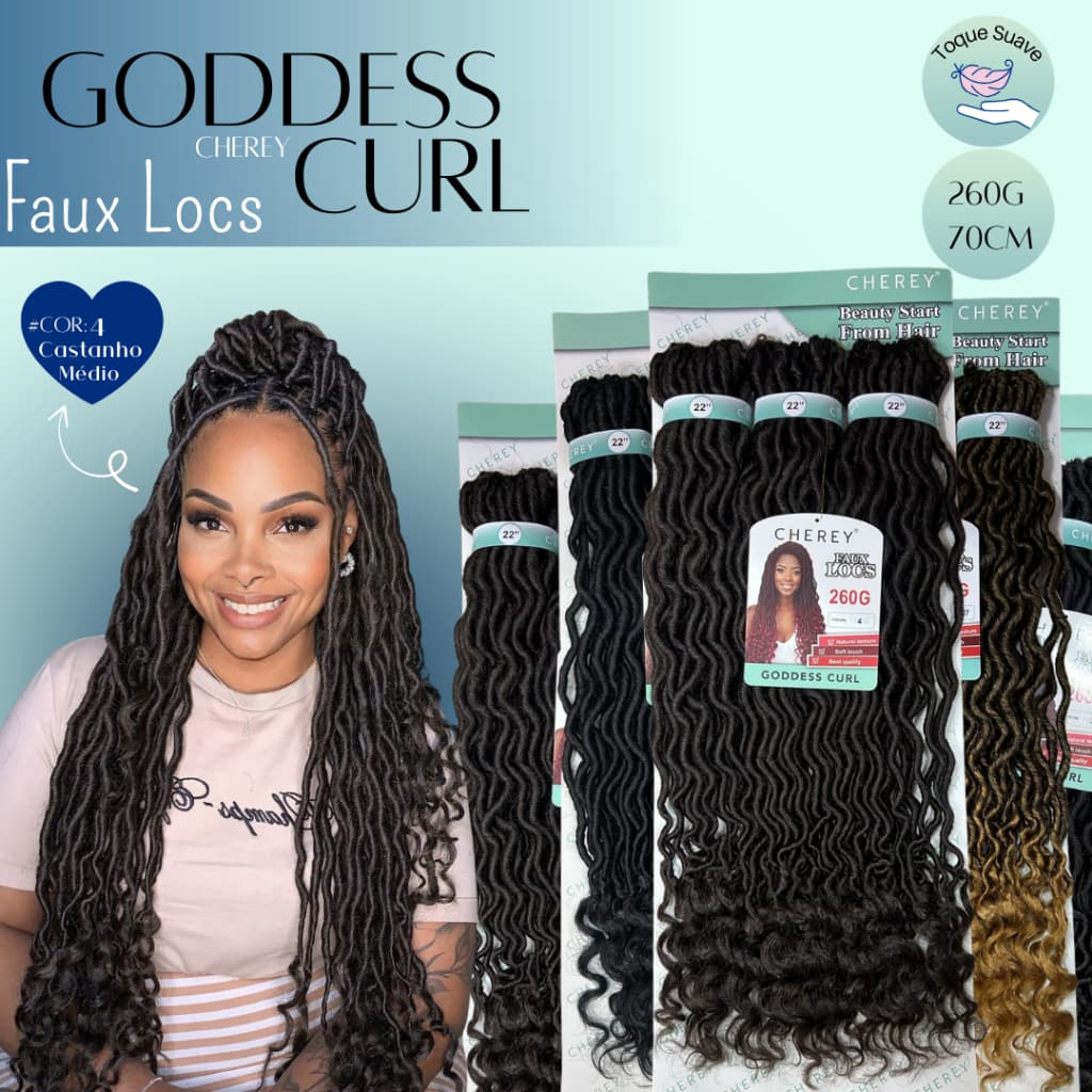Cherey Boho Goddess Cabelo de Fibra Sintética Para Tranças 55cm Faux Locs 260g