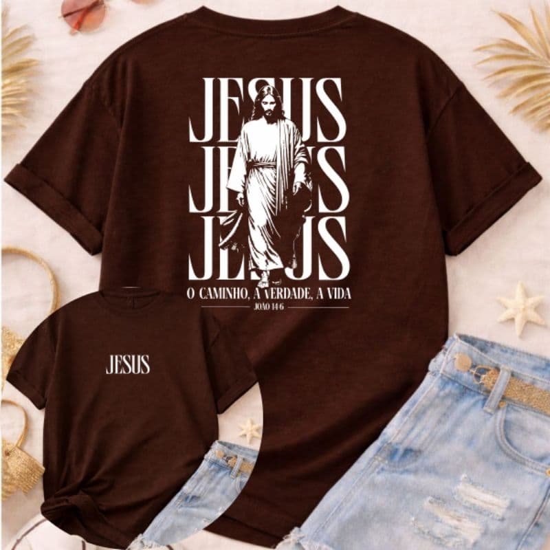 Camiseta Blusa Camisa Feminina Jesus Moda Cristã Religiosa Igreja Evangélica Católica 100% Algodão