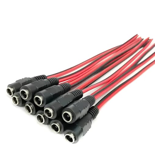 Kit 10 Conector Rabicho P4 Femea Cor Fio Vermelho e Preto
