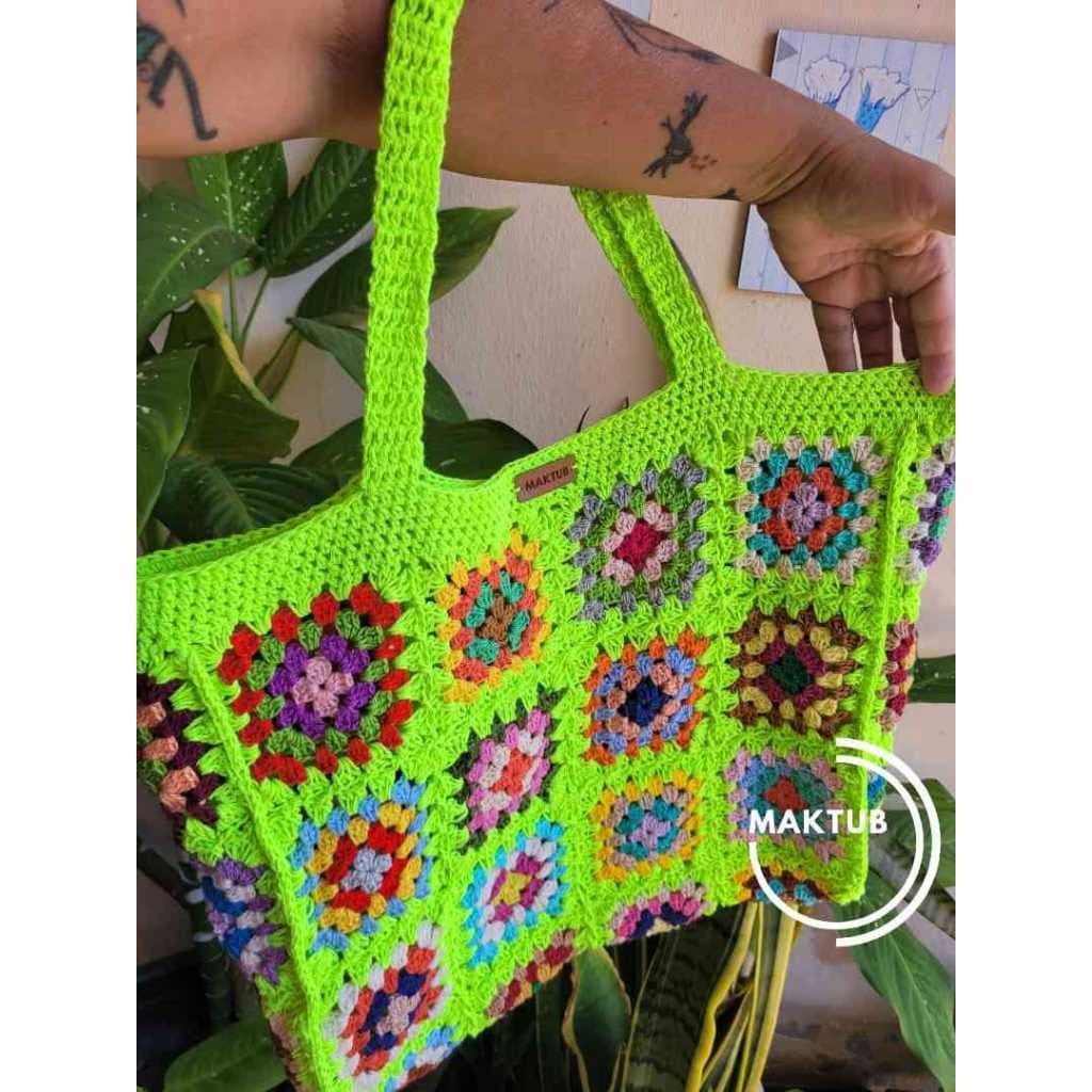 Bolsa de crochê Bolsa de praia Bolsa em Crochet feita a mão artesanal