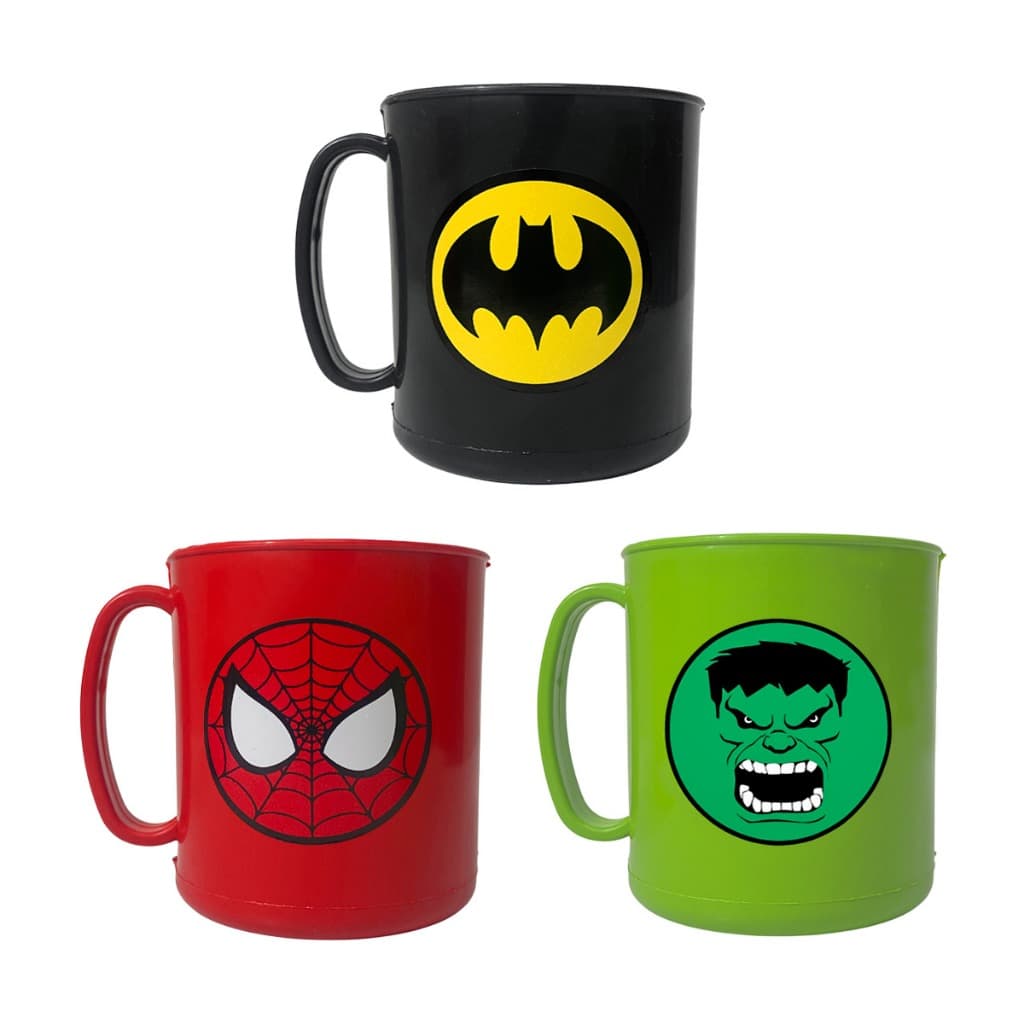 Kit Canecas 450ml Personagem Infantil Festa Lembrancinhas Presente Aniversários Homem Aranha Batman