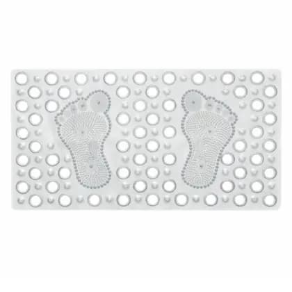 Tapete Antiderrapante para Box Banheiro PVC com Ventosa Seguro Chuveiro Transparente Retangular