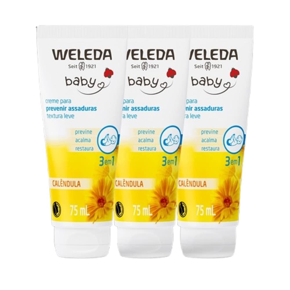 Weleda 3x75mL bebê Calêndula Assadura troca de fraldas