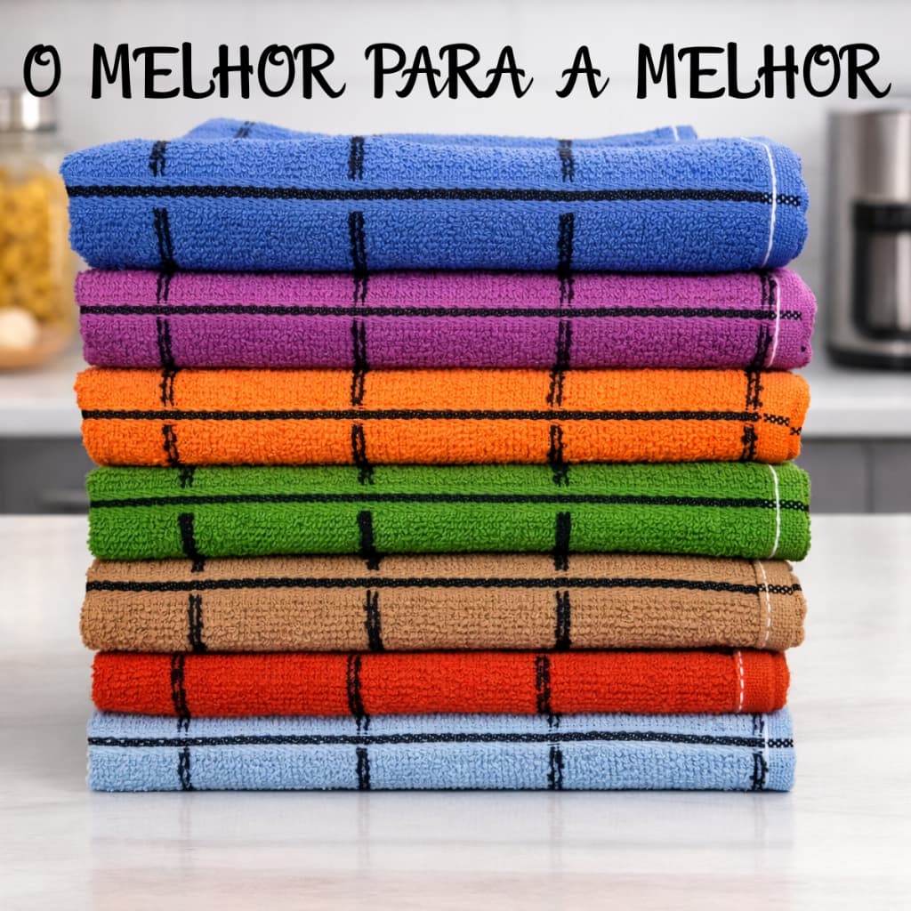 Kit Toalha de Copa Atoalhado Felpudo Xadrez Macio 100% Algodão Cozinha