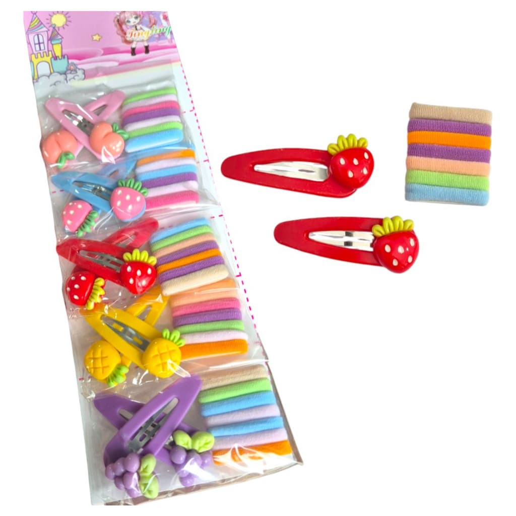 5 Cartela Xuxinha Frutas Elástico Cabelo Tic Tac Infantil