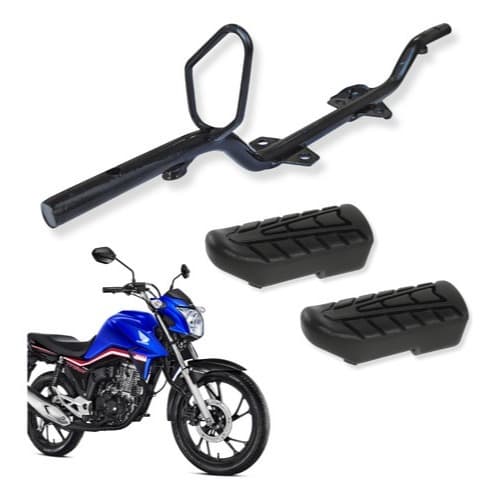 Kit Estribo+par De Borracha Moto Honda Cg Titan Start Mix Cargo 125 150 160
