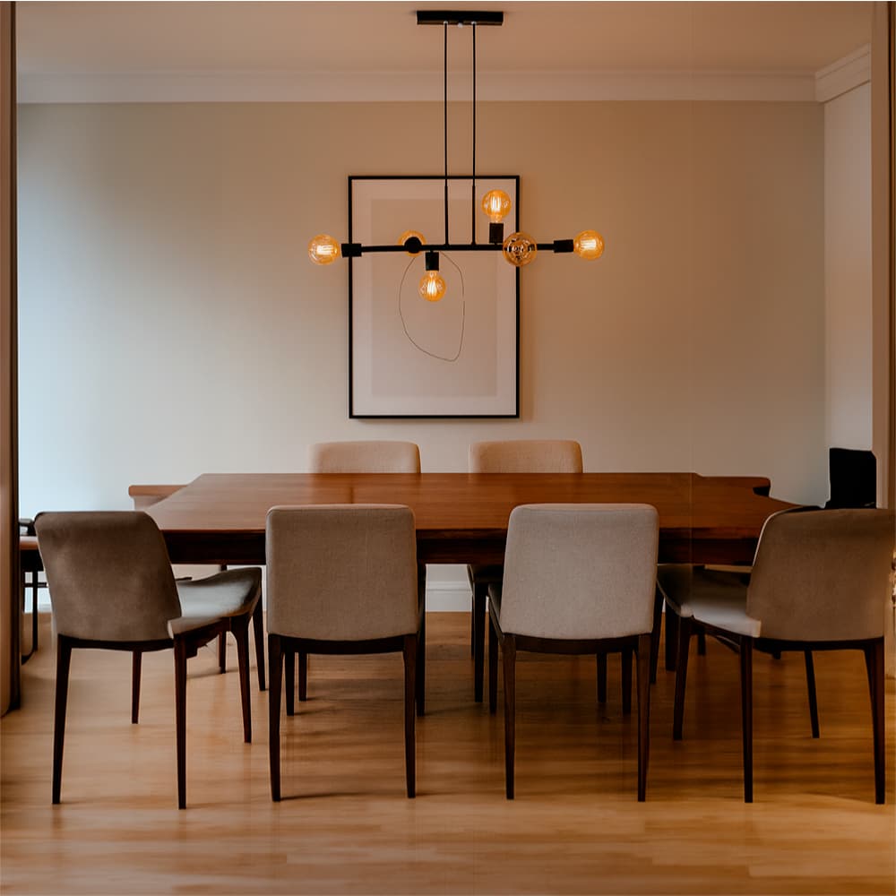 Luminária de teto Lustre Pendente Rubis 6 Lâmpadas Industrial Assimétrico (Estilo Jabuticaba) - Moderno