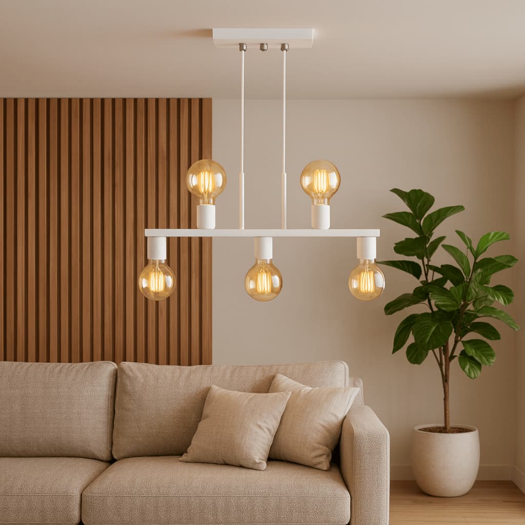 Luminária de Teto Lustre Pendente Tugson 5 Lâmpadas Industrial (Estilo Jabuticaba) - Moderno