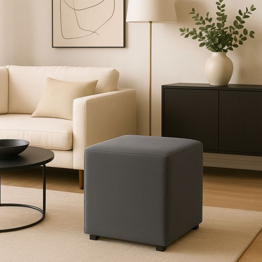 Puff Quadrado Kim 40cm Compacto Ideal para Sala Quarto ou Closet