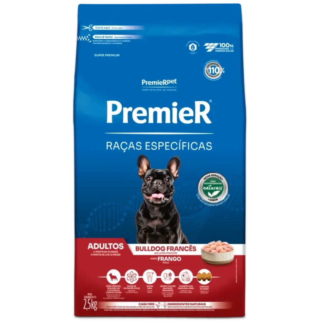 Ração Premier Cães Bulldog Francês Adultos Frango 2,5kg