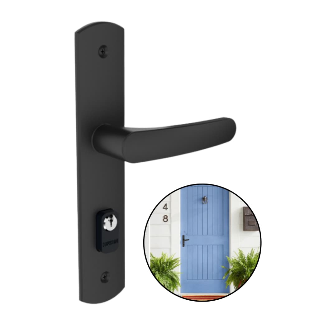 Fechadura de Porta Externa Ipanema Soprano Preto - Resistente à Ferrugem e Design Elegante