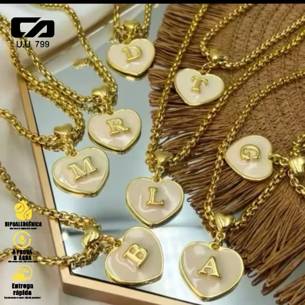 Brilhe com Estilo: Colar Feminino Banhado a Ouro 18k e Pingente AZ Personalizado