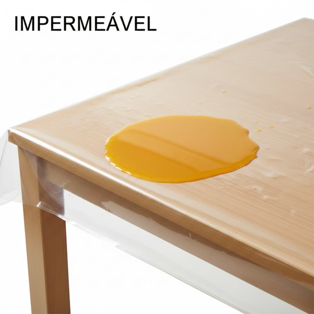 Toalha Mesa Transparente Plástico Impermeável Protetora PVC Redonda, Quadrada 4 Cadeiras ou Retangular 6 Cadeiras