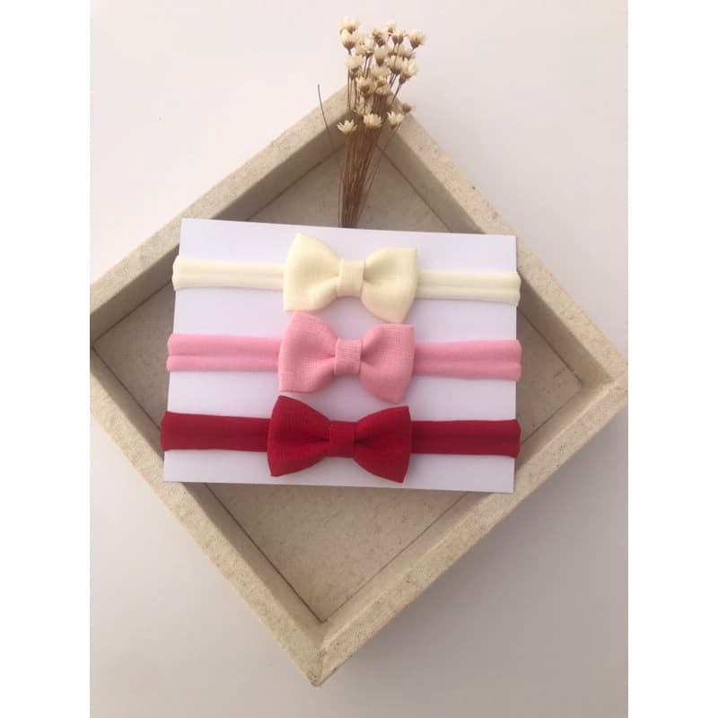 kit com 3 laços de linho puro/laço recém-nascido / laço de linho