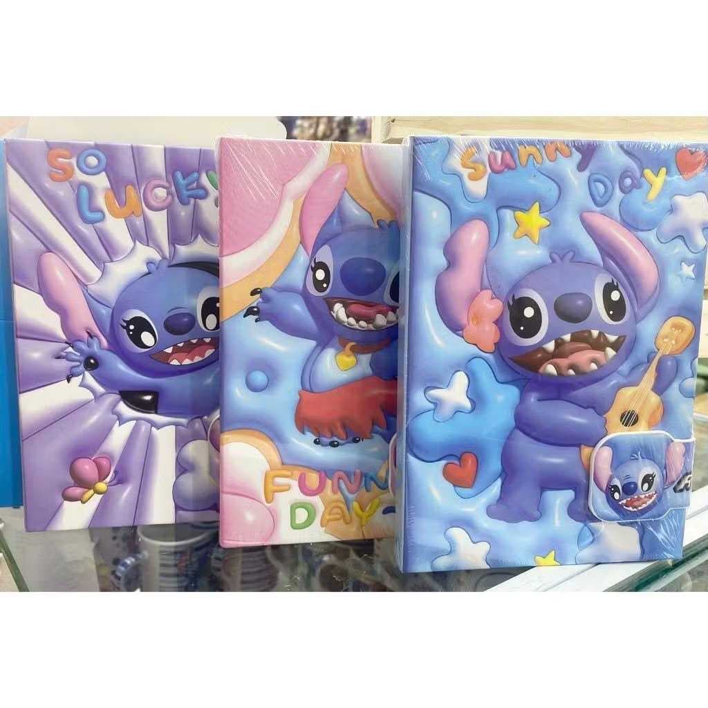 Caderno Agenda  Stitch 3D com fecho Magnético | Modelo Kawaii com Folhas Decoradas