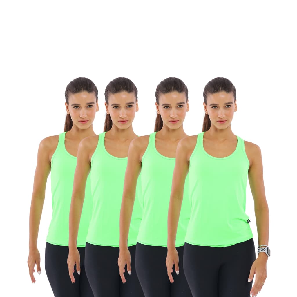 Kit 4 Camisetas Regata Dry Fit Feminina 100% Poliamida