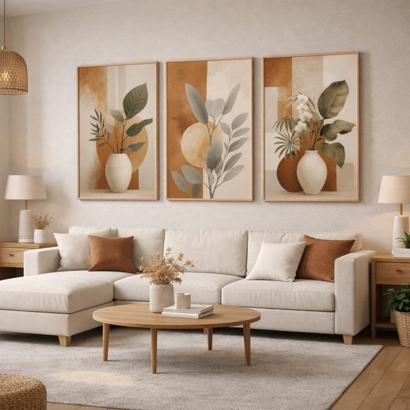Kit Quadros Decorativos Com Moldura Folhagem Abstrata Moderno Grande Para Sala Quarto Escritório