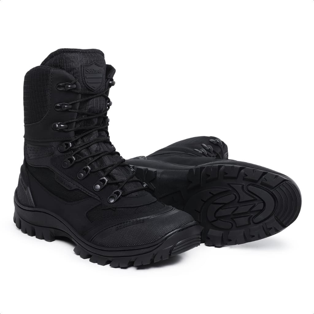Bota Coturno Militar Tático Masculino Cano Alto Couro Resistente Zíper Lateral Confortável Reforçado Motoqueiro Trabalho