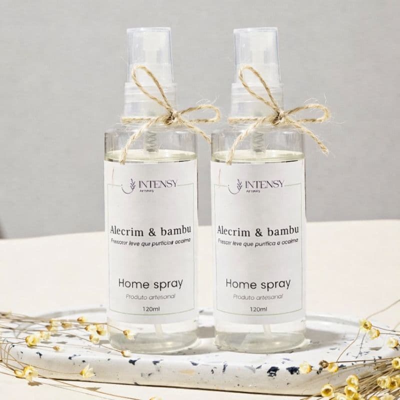 2 Home Spray Alecrim & Bambu 120ml Linha Essencial | Frescor Herbal | Perfume para Ambientes