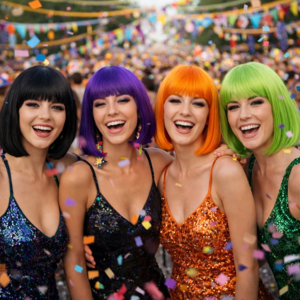 Peruca Fantasia Carnaval Cosplay Colorida Cabelo Festa Disfarce