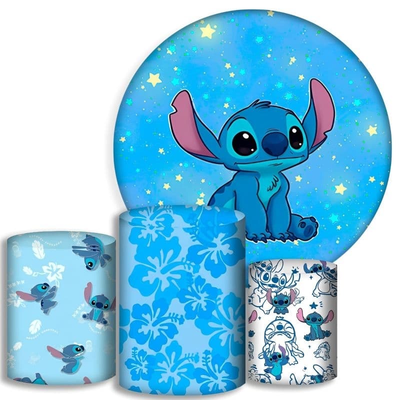 Capas Para Cilindros + Painel - Desenho infantil / stitch  - Kit Decoração Festa / Pegue e Monte