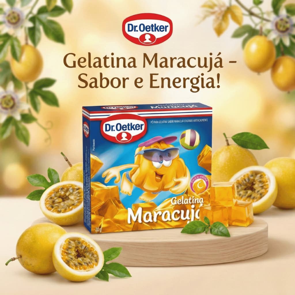 Gelatina Sabores Dr.Oetker 20 g Abacaxi Morango Framboesa Maracuja