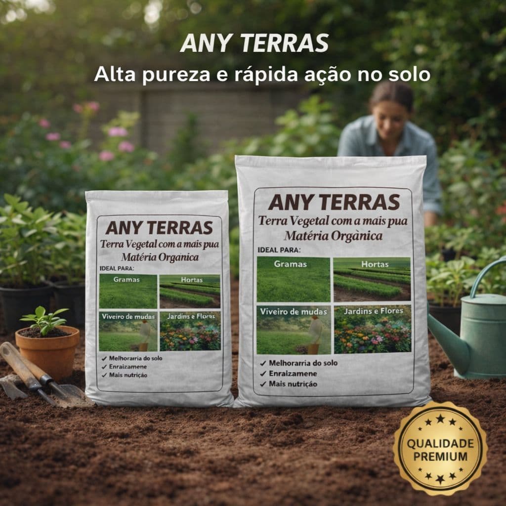 Terra Vegetal Adubada Soltinha para todas as Plantas Hortas Orgânicas Terra Preta