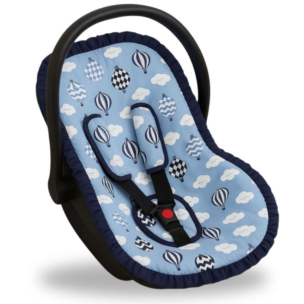 Capa Para Bebe Conforto Modelo Universal + Protetor Cinto Kit 2 Peças Menina Menino Rosa Azul