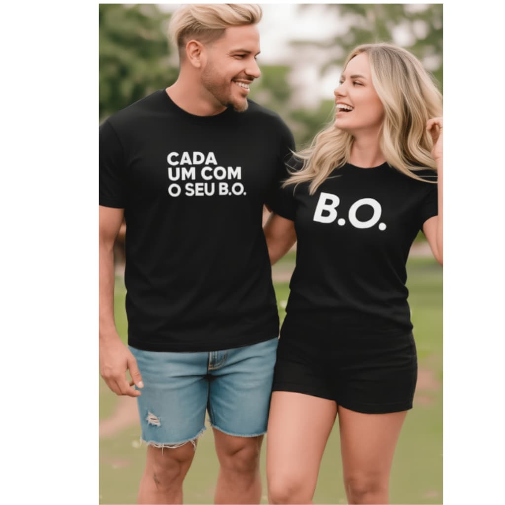 Kit Casal Carnaval Camiseta Engraçado "Cada Um Com Seu B.O" | Envio Imediato | Conjunto Bloquinho