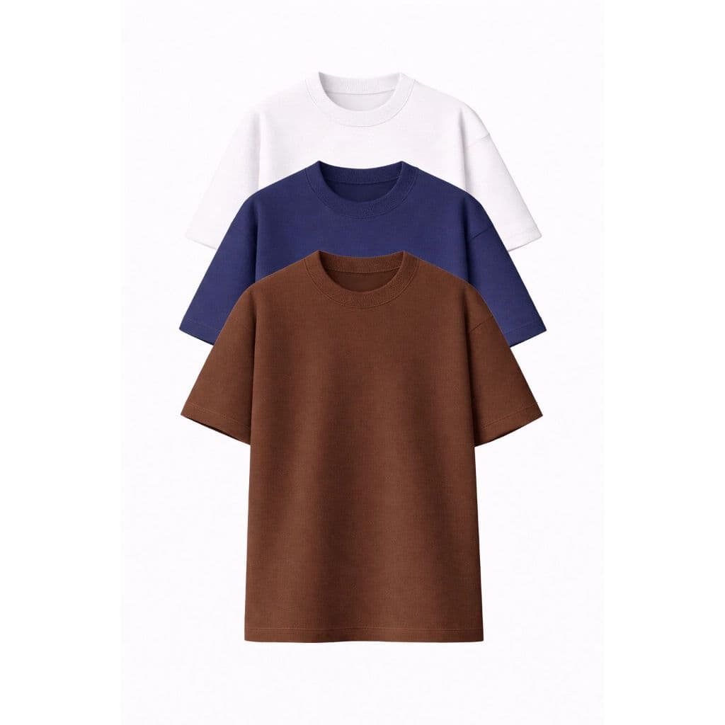 Kit 3 Camiseta Oversized Heavy  Premium Lisa Streetwear Masculina
