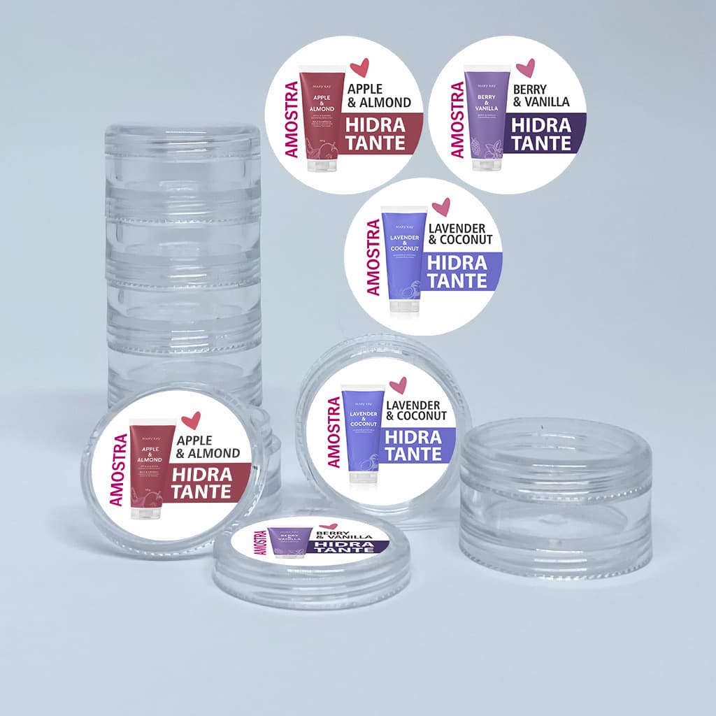 Kit 2 Cartelas Adesivos 2cm para Potinhos de Amostras Produtos Hidrantantes e Gel Mary Kay