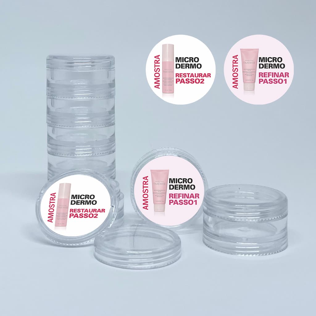 Kit 2 Cartelas Adesivos, etiquetas 2cm para Potinhos de Amostras Microdermoabrasão Mary Kay