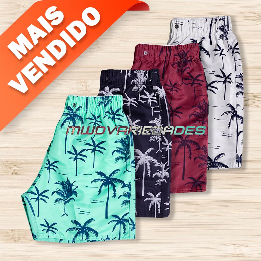 Short Adulto Mauricinho Coqueiro Bermuda Super Leves E Confortáveis Envio Rapido Calção Para Praia