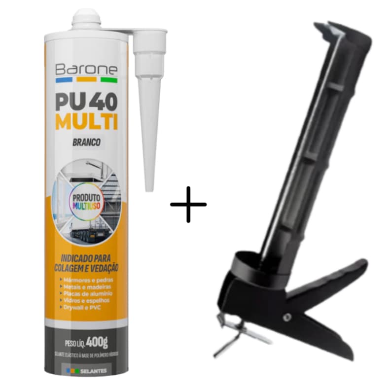 Kit 1x Cola PU40 + Aplicador | Vedação de Trincas, Calhas e Placas 3D – Alta Aderência