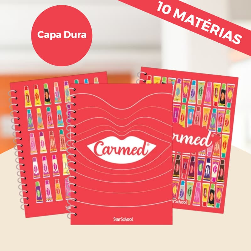 Caderno Universitário Carmed Jandaia 10 Matérias 160 Folhas Capa Dura Espiral Com Adesivos