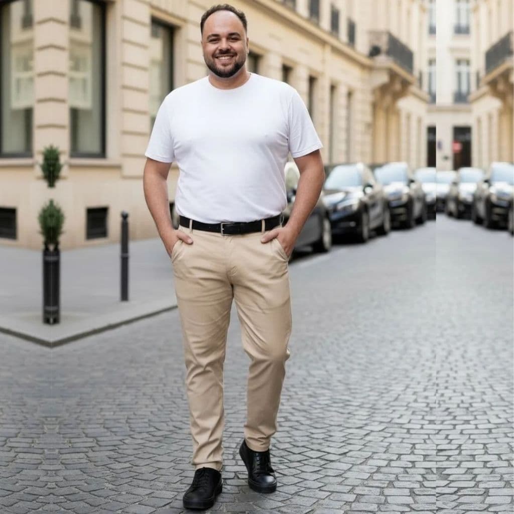 Calça Plus Size Masculina Alfaiataria Social Sarja com Lycra Tradicional tamanhos Especiais 50 52 54 56