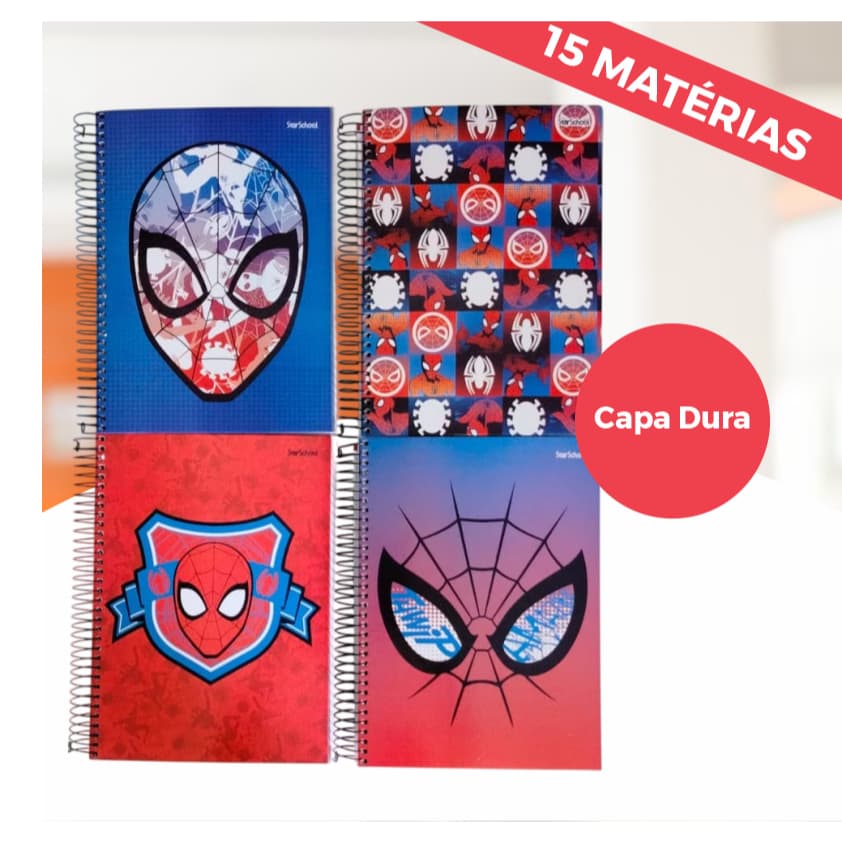 Caderno Universitário Jandaia Homem Aranha Marvel 15 Matérias 240 Folhas Capa Dura