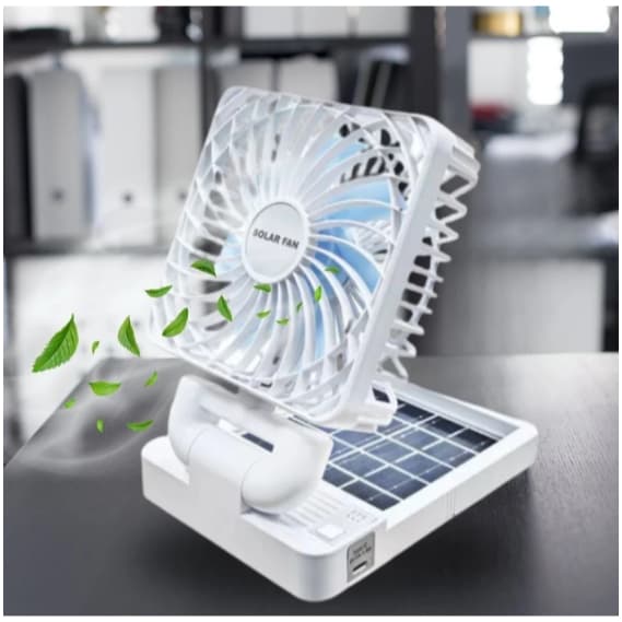 Ventilador Dobrável Portatil 3 Velocidades Carregamento SOLAR e USB Casa e Carro VICCOLI