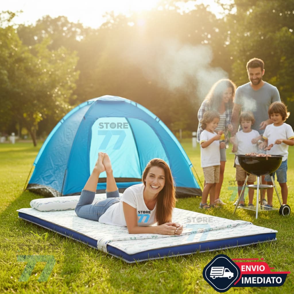 Colchonete casal e Solteiro compacto leve impermeável acampamento multiuso prático