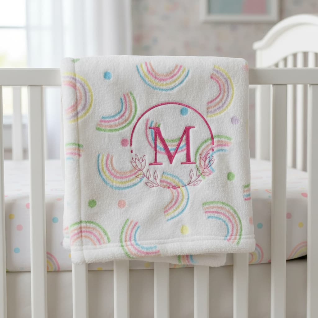 Manta Bebê Personalizada com o Inicial Letra do Nome do seu Bebê Cobertor Menino Menina