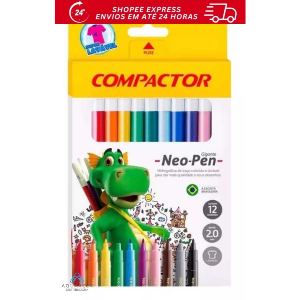 Canetas Hidrográficas Coloridas 12 Cores para Desenho Escolar Infantil