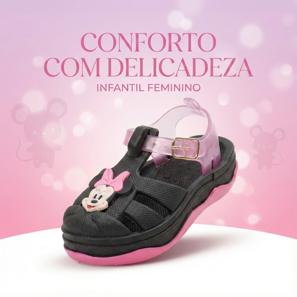 Sandália Baby Menina Primeiros Passos Com Estrutura Leve Conforto Para Uso Diario Infantil