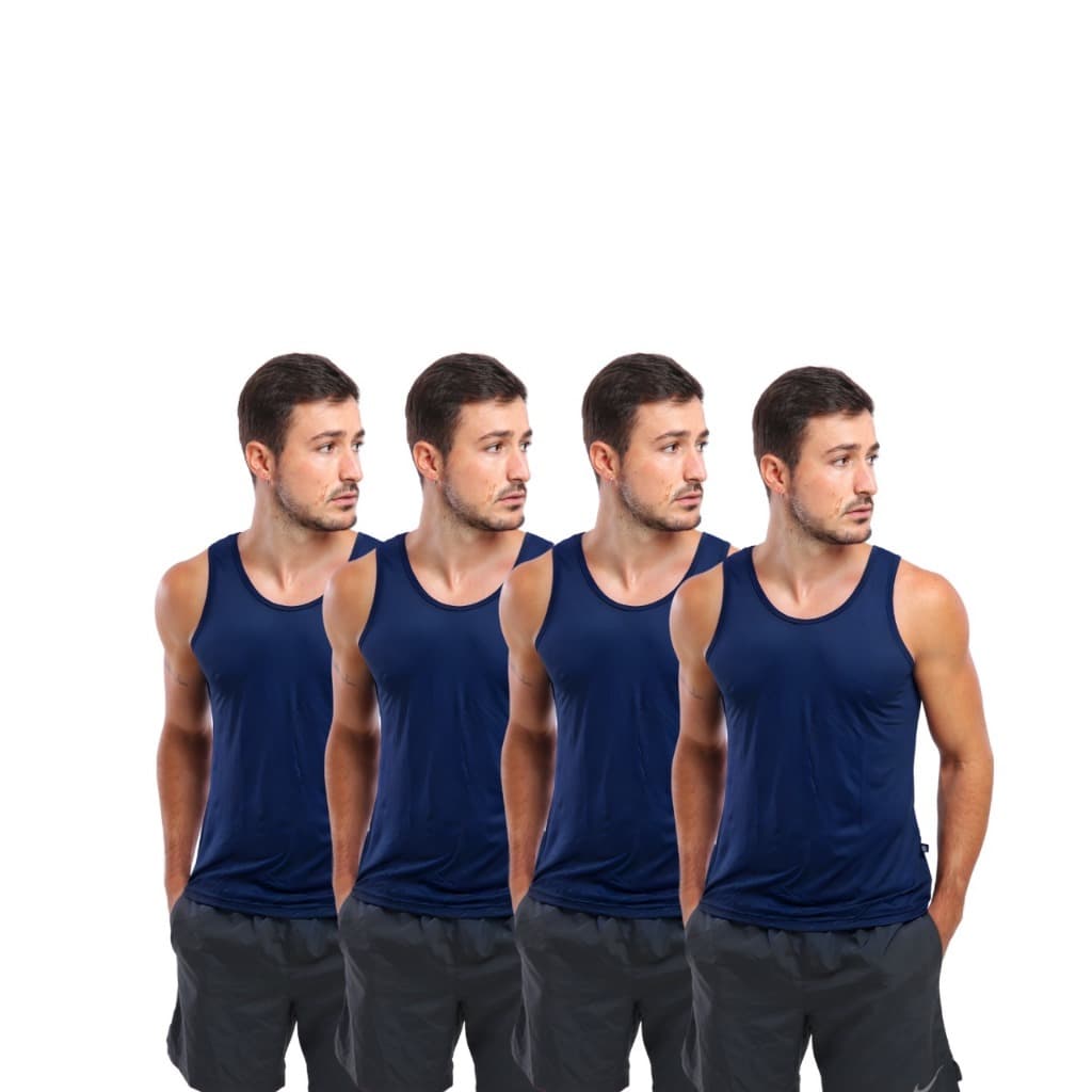 KIT 4 Camisetas Dry Fit Regata Masculino 100% Poliamida