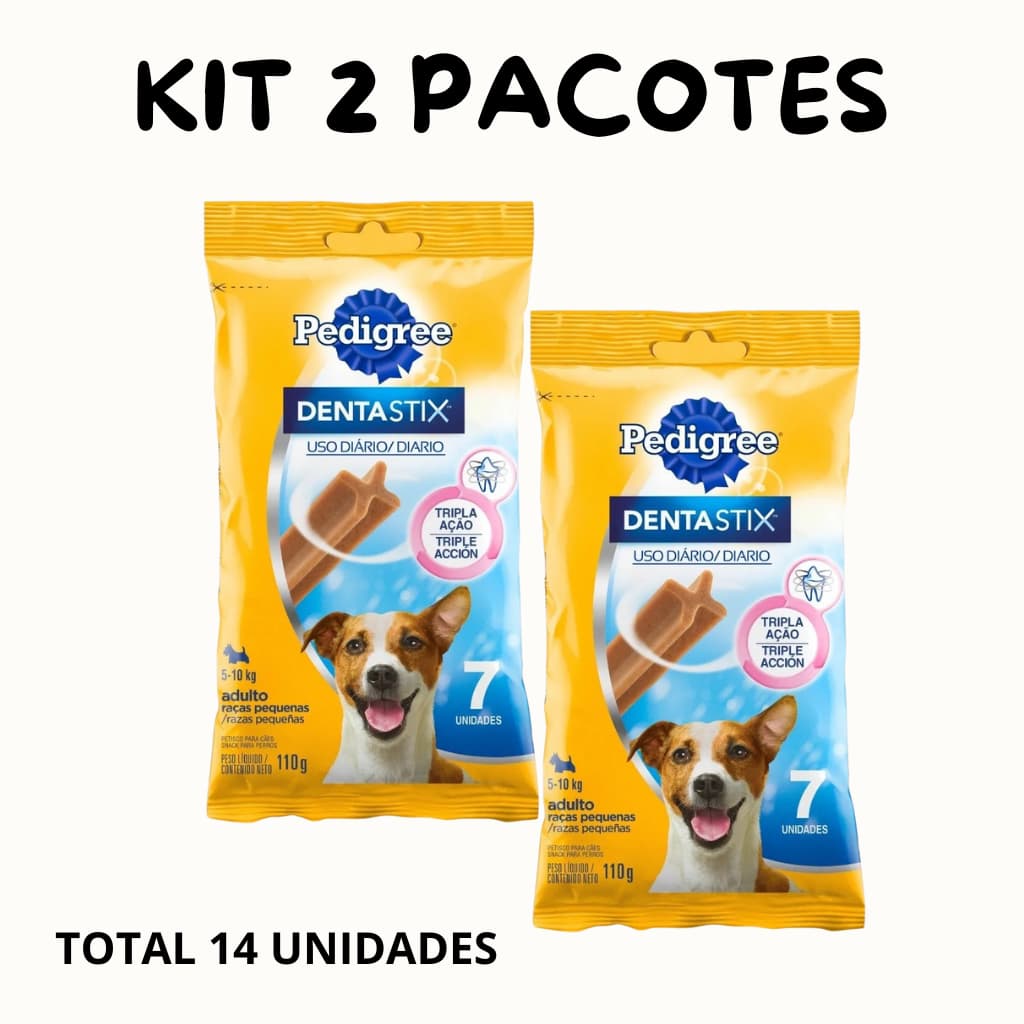 PETISCO CÃO DENTASTIX PEDIGREE RAÇAS PEQUENAS110G 7 UNID CADA KIT 2 PACOTES