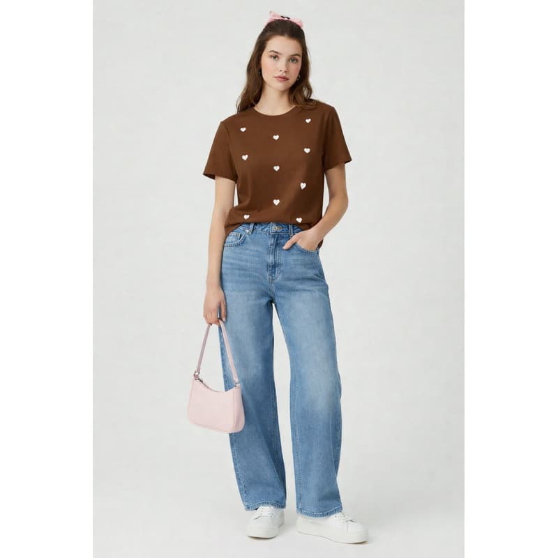 Blusa Camiseta Tshirt Babylook Poa Coração