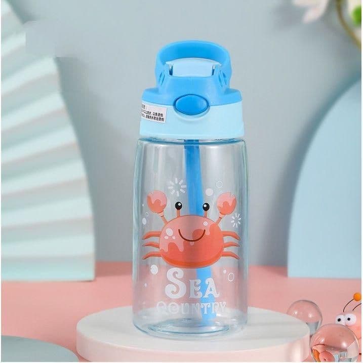 Garrafa Com Adesivo Infantil Com Canudo Flip Squeeze