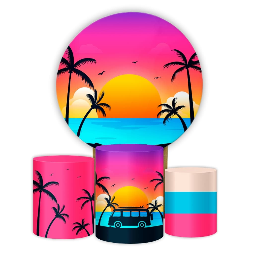 Kit Painel Redondo Tema Tardezinha - Envio Rápido Premium Capas Cilindros Colorido Festa