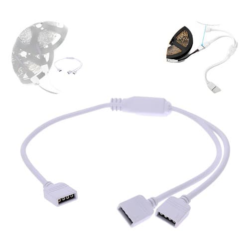 Cabo Saída 2 Fitas Led Duplo Adaptador RGB 1 Entrada