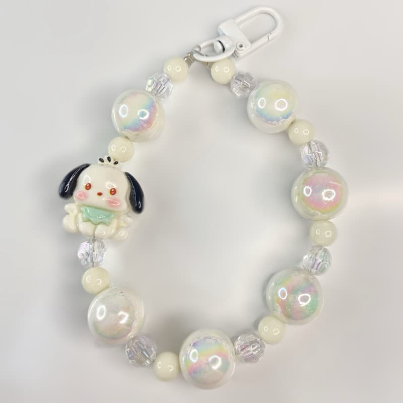 Phone Strap Pochacco Sanrio Branco Cordão para Celular Cordão de Mão Alça de Celular