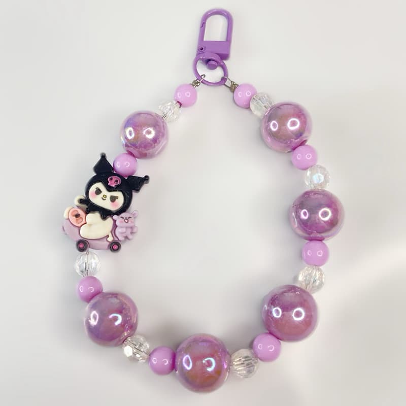 Phone Strap Kuromi Sanrio Roxo Cordão para Celular Cordão de Mão Alça de Celular